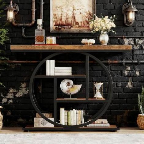 Mueble recibidor 4 niveles metal y madera 105 cm OKMYHOME (1/5)