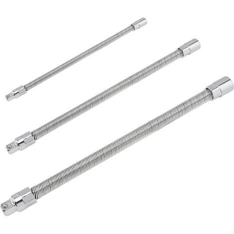 Lot de 3 rallonges de clé à douille, tête d'entraînement pliable 1/4 3/8 1/2, adaptateur de barre d'extension de douille flexible, tête de conversion d'arbre en métal, ensemble d'outils à main (1/5)