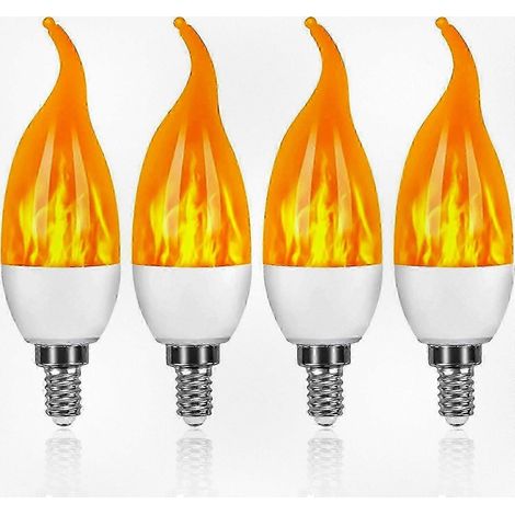 Lot de 4 ampoules LED E14 à effet flamme, 3 W, 3 modes d'éclairage, éclairage décoratif (99 caractères) (1/3)