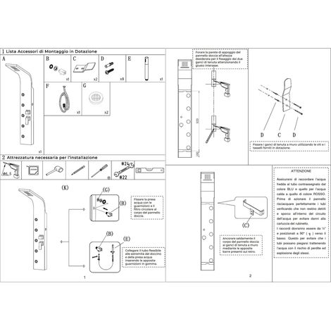 Giorgy – Colonne de douche hydromassante 150 cm – Acier inoxydable brossé – 4 jets orientables – Installation facile sans électricité