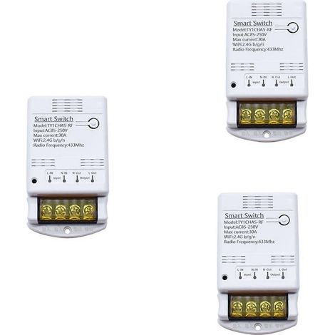 3 modules relais Tuya Wifi 30A 85-250V, interrupteur intelligent DIY, contrôleur RF 433 MHz, application, commande vocale, minuterie, télécommande (1/5)