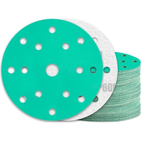 Schleifpapier 150mm Klett 600 Körnung 15 Loch für Exzenterschleifer 60 Stück (1/5)