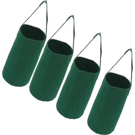 Lot de 4 jardinières à l\'envers pour tomates, herbes, fraises, sacs de culture de fraises à tomates inversées jardin plantoir Vert (1/4)