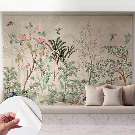 Papier peint autocollant adhésif avec imprimé motifs uniques apparence moderne Oasis tropicale 208x146 cm (1/5)