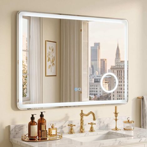 LED Bathroom Mirror with 3x Magnification, Anti-Fog, 80x60 cm (1/3)