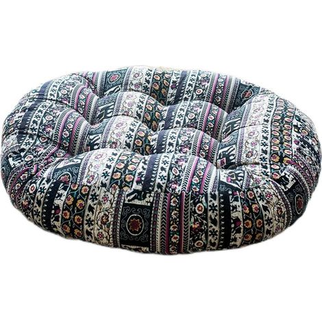 Coussin de sol en lin et coton uni, capitonné, idéal pour la méditation, le yoga et les tatamis. Convient pour la maison, le canapé, le lit, le bureau ou la voiture. Diamètre : 56 cm (22 pouces). (1/5)