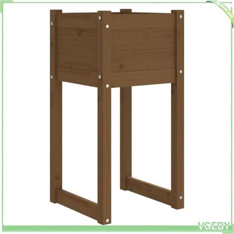 Jardinière / bac à fleurs - FAFEICY - 822128 - Bois de pin massif - Marron miel - 40 x 40 x 81 cm (1/5)