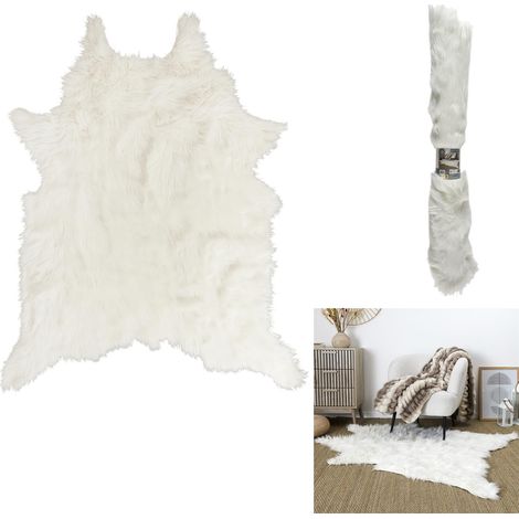 Tapis - HOME DECO FACTORY - Imitation Fourrure - Blanc (1/4)