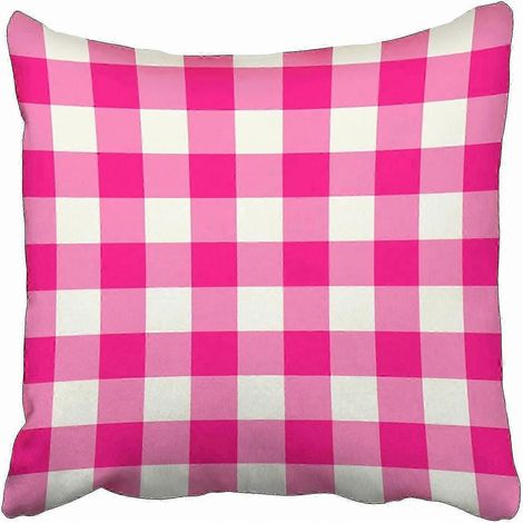 Housse de coussin décorative à carreaux rose vif 45x45 cm