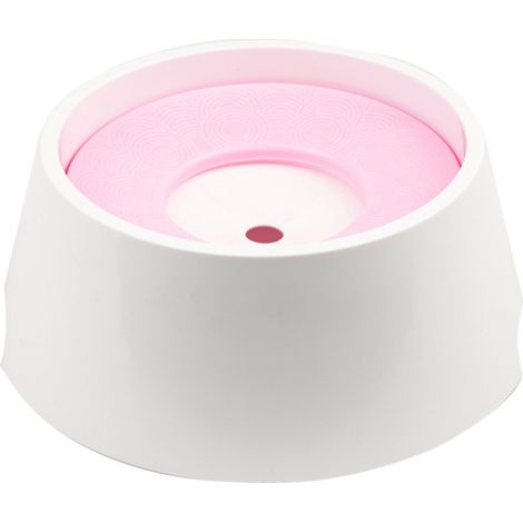 Bol d'eau pour animaux de compagnie lent, bol d'eau automatique pour animaux de compagnie, bol d'eau flottant, bol d'eau flottant, chien chat chiots chaton 1L grande capacité(rose) (1/4)