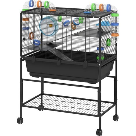 3 Tier Large Hamster Cage on Wheels 17 cm Deep Tray, Storage Shelf for Syrian, Gerbil, Rats (1/5)