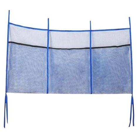 Sac de rangement pour chaussures trampoline, 3 compartiments rangement, 6 sangles fixation, installation solide, portable et pliable, convient à la plupart des types trampolines Bleu - (1/5)