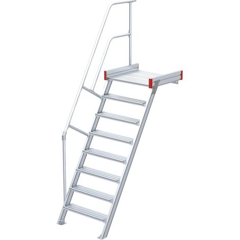 Euroline 511 Podesttreppe 60° 600mm Stufenbreite 8 Stufen Alu gerieft