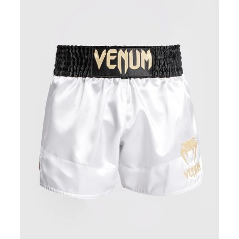 Pantalones cortos clásicos Venum Muay Thai Blanco/Negro/Dorado Talla L