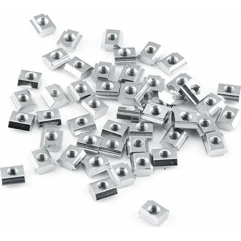 50pcs T-fente Écrou de tête de marteau Écrous en T en acier au carbone revêtu de nickel Pour le travail du bois (20Typ-M4) (1/4)