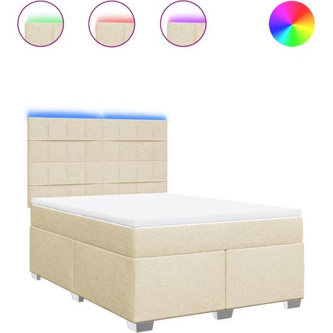Maison Exclusive - Sommier à lattes de lit avec matelas Crème 160x200 cm Tissu