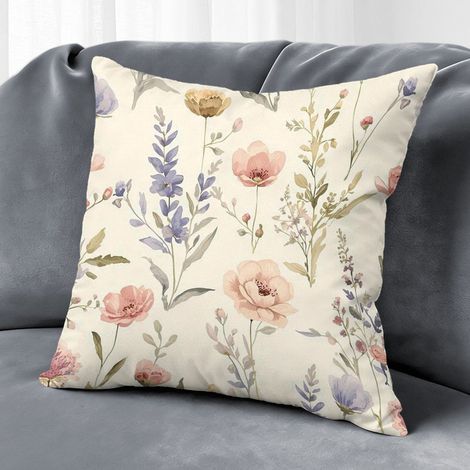 Housse de coussin fleurs colorées, décoration jardin terrasse,50×50cm (1/5)