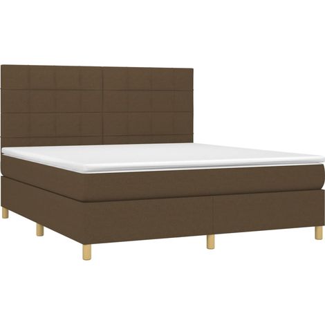 Box Spring Bed with Mattress&LED Dark Brown 180x200 cm Fabric vidaXL (1/4)