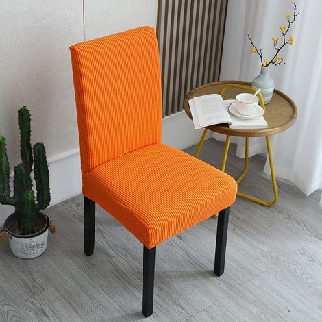 Housse de Chaise de Salle à Manger Extensible, Housse de Chaise de Salle à Manger Lavable Universel, Housses De Chaise avec Dossier, Revêtement de Chaise Moderne(Orange,Lot de 4) (1/4)