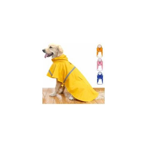 Veste poncho de pluie imperméable pour chiens de grande taille – Tissu léger et respirant – Capuche réglable – Bande réfléchissante (1/5)