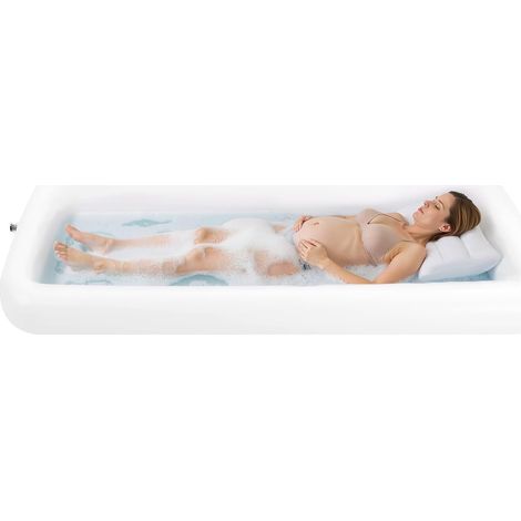 HAUTOUR Baignoire gonflable, ensemble médical gonflable, baignoire en PVC avec pompe à air électrique, salle de bain pour personnes âgées, patients, femmes enceintes, 195 x 90 cm, blanc (1/5)