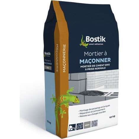 Bostik – Mortier de montage 10kg – Haute adhérence sur béton et pierre – Séchage rapide 24h – Pour chapes et montage de briques
