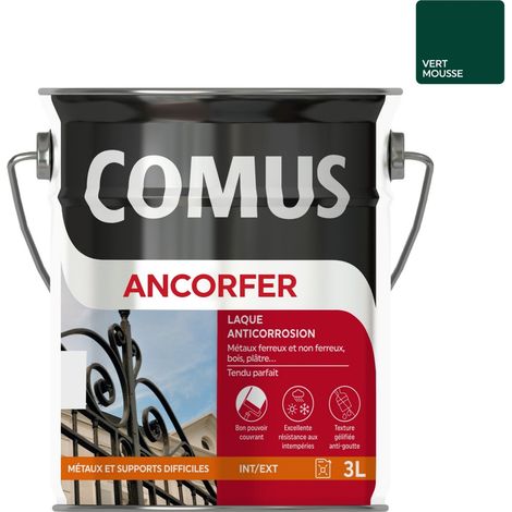 ANCORFER BRILLANT 3L Vert mousse - Peinture-laque antirouille pour métaux et autres supports - COMUS (1/3)
