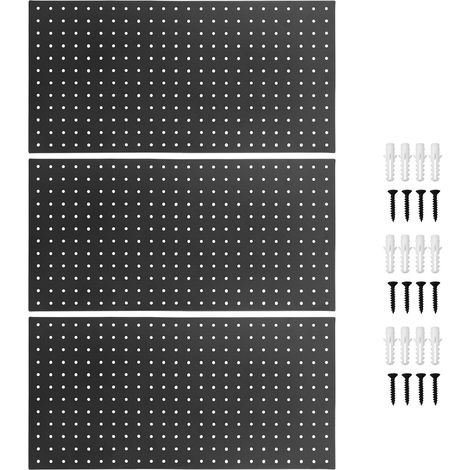 Panneaux muraux en panneaux perforés en métal, panneaux modulaires pour organisateur d'outils, système de rangement noir 24x12 pouces (1/5)