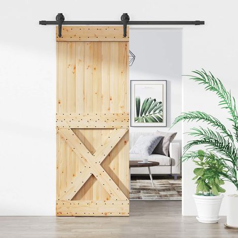 vidaXL Porta scorrevole Naturale e Nero 80 x 210 cm