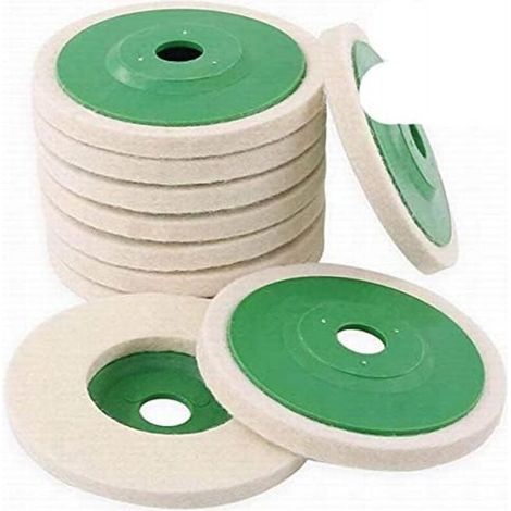 Lot de 10 disques de polissage en laine beige 100mm – Pour meuleuse d'angle – Polissage métal, verre, marbre – Résistants à l'usure (1/5)