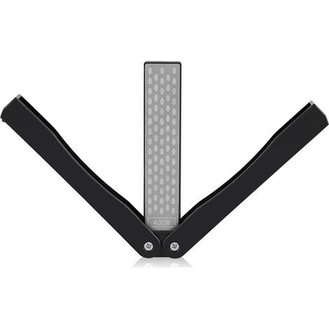 Doppelseitiger, klappbarer Wetzstein zum Schärfen von Campingausrüstung, Körnung 400/600 (schwarz) (1/5)