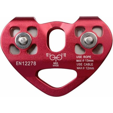 Poulie double rouge, 30 kN/6700 lbs, escalade extérieure, double axe Zipl (1/5)