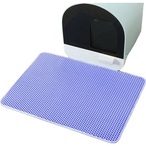 Alfombrilla para arenero de gato, doble capa, diseño impermeable, color morado, 55x75cm-f (1/2)