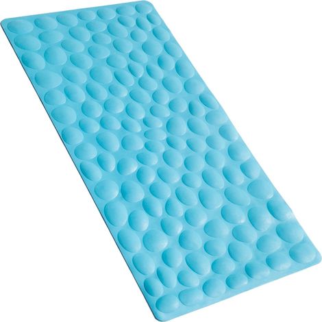 Tapis de bain antidérapant en caoutchouc souple avec ventouses puissantes (bleu) (1/3)