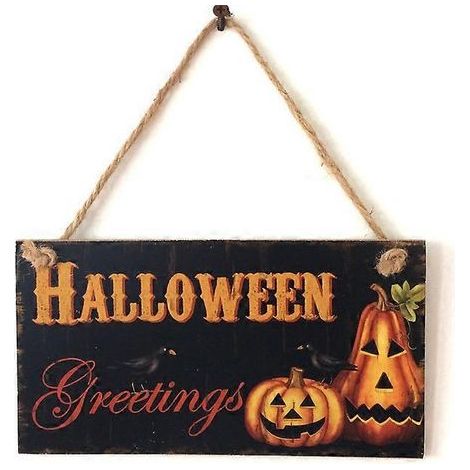 Décorations d'Halloween à suspendre : étiquettes, pendentifs en bois en forme de crâne de fantôme, panneaux à accrocher à la porte, « Joyeux Halloween 2024 », artisanat en bois.