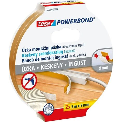 Doppelseitiges Klebeband tesa powerbond schmal 9 mm 5 m (1/3)