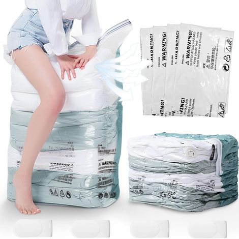 Sacs de rangement sous vide pour couettes Lot de 4, Housse de rangement sous vide 75% Gain de Place sac de rangement sous vide Pour Vêtements, Couettes, Oreillers( 80 100 38cm ) (1/5)
