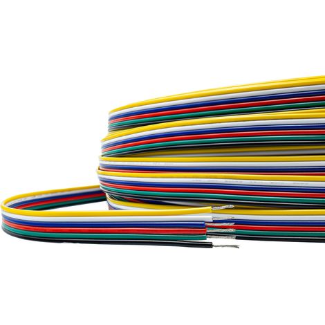 Câble électrique pour rubans LED RGBCCT, 6 fils, 20 AWG, 6 pôles (1/3)