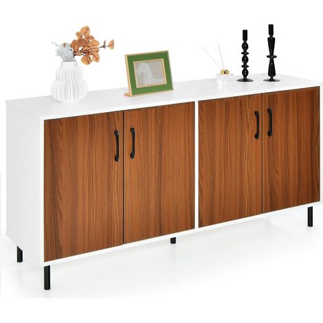 COSTWAY Credenza Buffet da Cucina a 4 Porte, Armadio di Stoccaggio, Struttura a 5 Gambe, Armadio d’Accento Ideale per Soggiorno, Sala da Pranzo, Cucina (1/5)