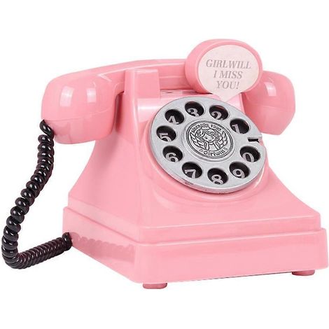 Tirelire rétro en plastique en forme de téléphone portable, pour pièces et billets, cadeau pour enfants et adultes (rose)-Pink