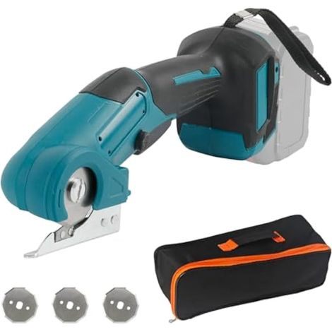 Coupe-carton électrique pour Makita 18 V, ciseaux à tissu sans balais avec 3 lames, verrouillage de sécurité, coupe-rouleau à batterie portable pour tapis, cuir, films plastiques, aluminium (1/5)