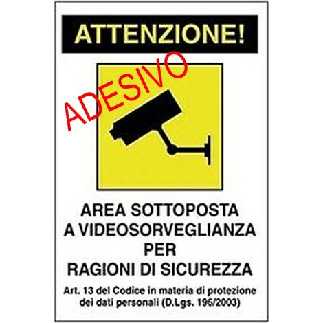 Cartello Segnaletico Adesivo - Area Video Sorvegliata 18x12cm