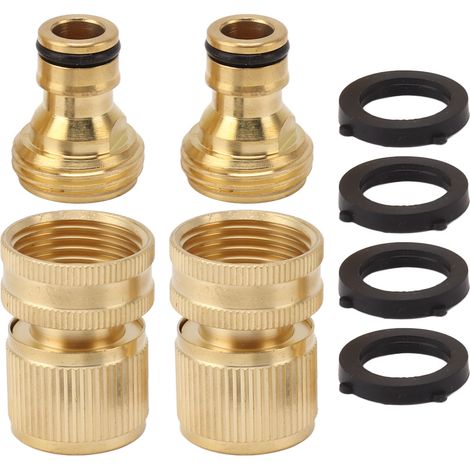 2 Pièces Raccord Rapide pour Tuyau d'Arrosage Laiton 3/4 Pouce Mâle et Femelle, Adaptateur de Jardin pour Réparation (1/5)