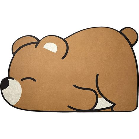 Tapis de sol doux en terre de diatomées, absorbant et à séchage rapide, pour salle de bain et cuisine, antidérapant, motif ours en peluche, 40 x 60 cm
