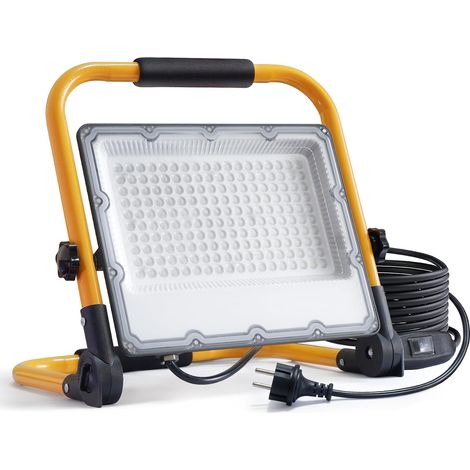 Projecteur LED Chantier 150W avec Interrupteur- Éclairage de Chantier Puissant et Étanche IP66, 6500K 15000 Lumens avec Prise Schuko et Cordon de 4M, Idéal pour Travaux Intérieurs et Extérieurs (1/5)