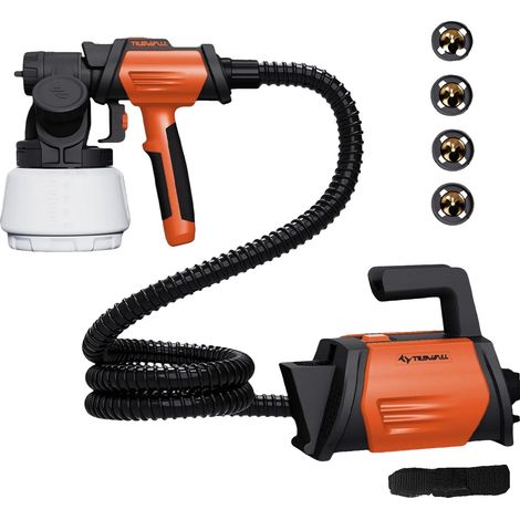 Pistola pulverizadora de pintura, capacidad de 1300 ml, 4 boquillas, color naranja. (1/2)