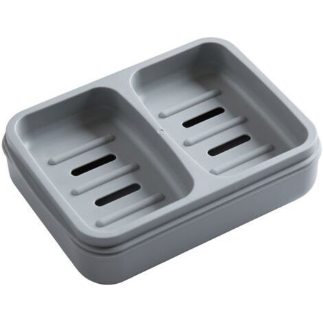 Desktop Soap Dish with Draining Board, Gray, 1 Piece, 6124.2 Inch, Simple Plastic Mesh Soap Dish for Bathroom, Non-Slip. (1/5)