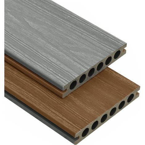 Panneaux de terrasse et accessoires WPC Marron/gris 16 m² 2,2 m