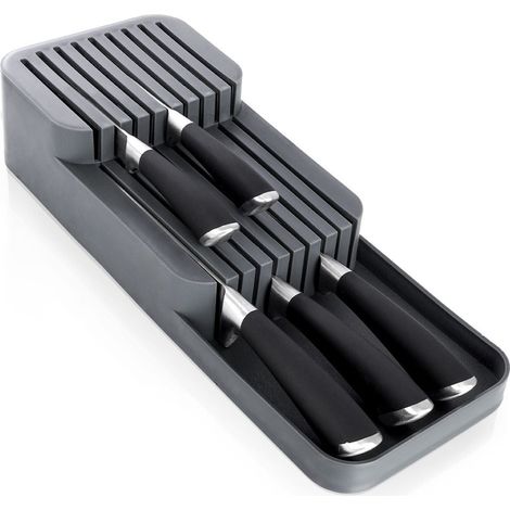 Organizador de cuchillos para cajón, gris, 39 x 14,5 x 7,5 cm