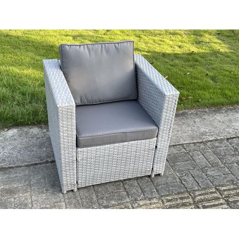 Fimous Light Grey Rattan Single Chair Patio Outdoor Garden Furniture With Thick Seat And Back Cushion (1/3)
